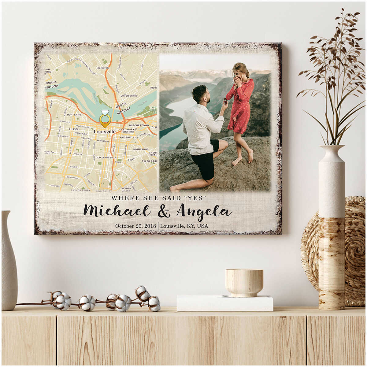 Celebrate Your Love Story With A Unique Personalized Custom Map Canvas Gift Couple