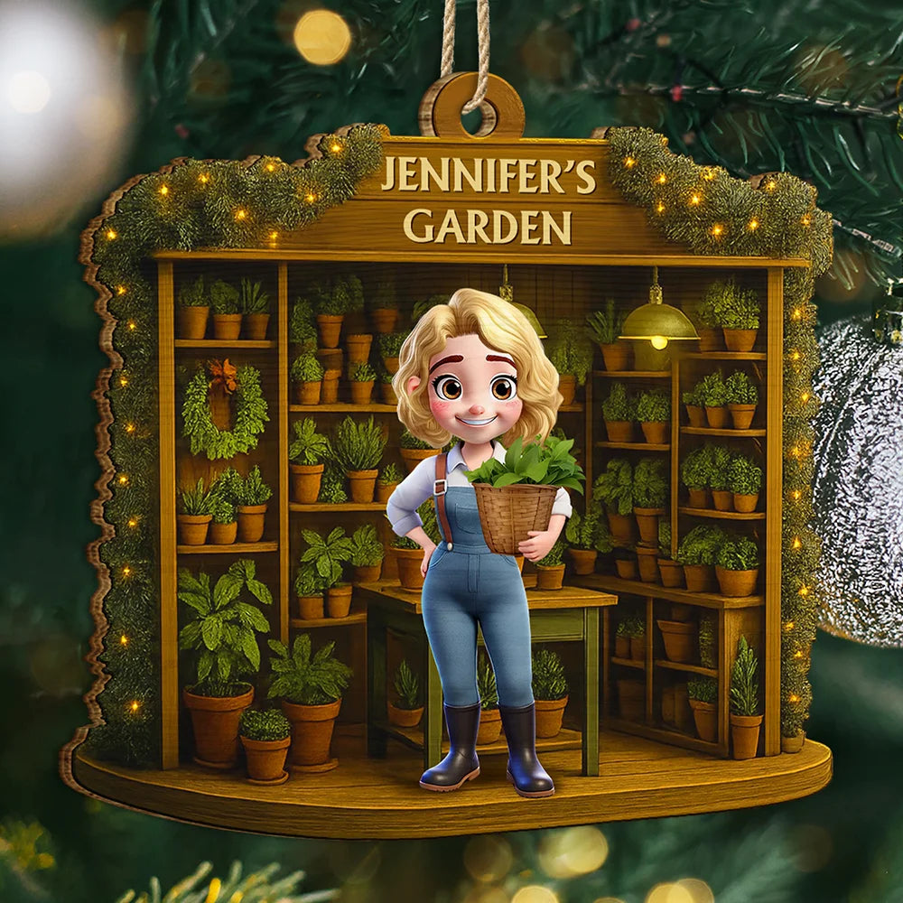 Gardening Woman Man - Personalized Custom Shaped Wooden Ornament