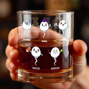 Customizable Characters With Sports Balls, Personalized Whiskey Glass Gift For Dad