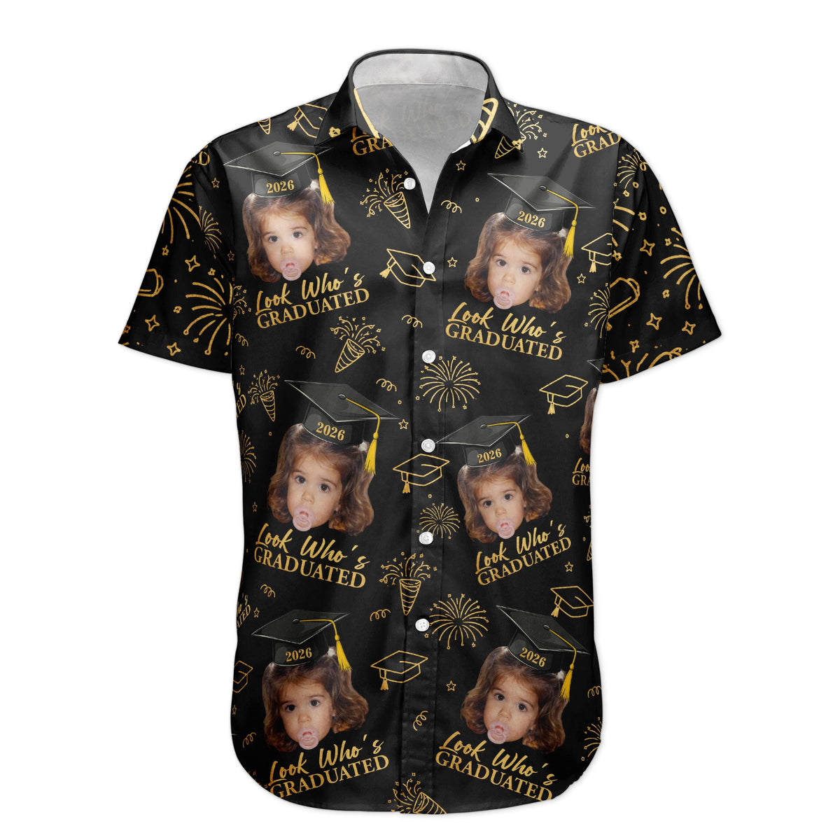 Vintage Childhood Themed Personalized Hawaiian Shirt - Graduation Matching Shirt With Childhood Photo