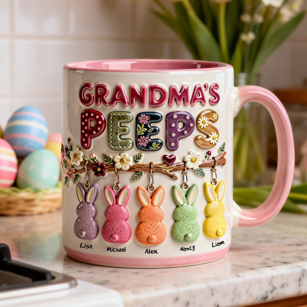 Grandma's Bunny Easter Accent Mug - Personalized Gifts For Grandma