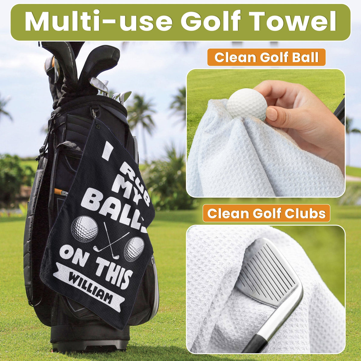 I Use This Towel To Clean My Balls - Personalized Golf Towel Funny Gifts For Golfers, Men, Dad, Husband, Buddies