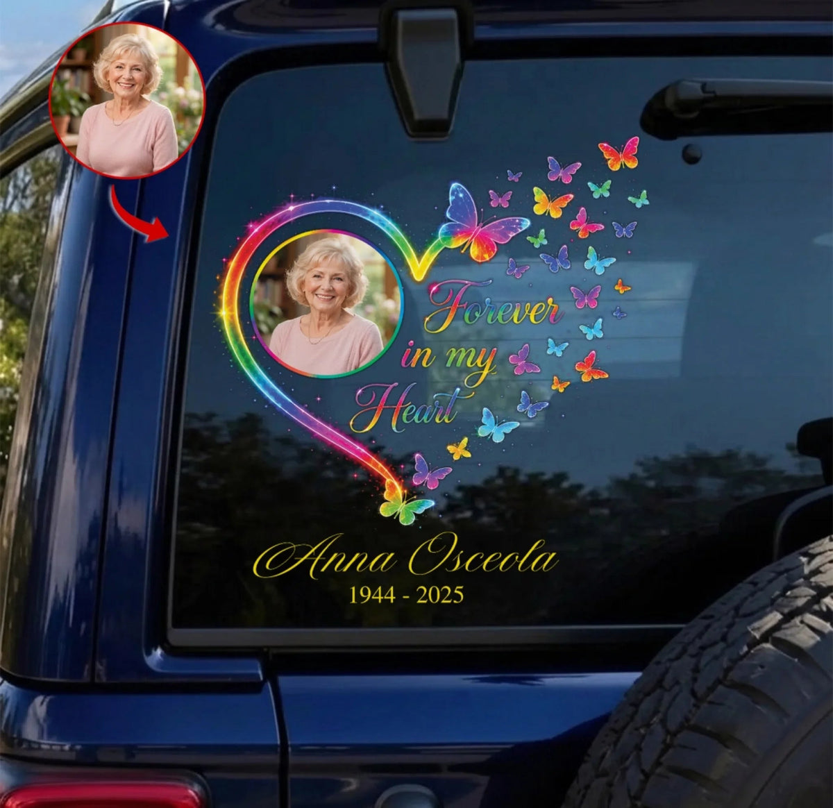 Memorial Gift For Loss Of Loved One – Personalized Decal "Forever In My Heart"