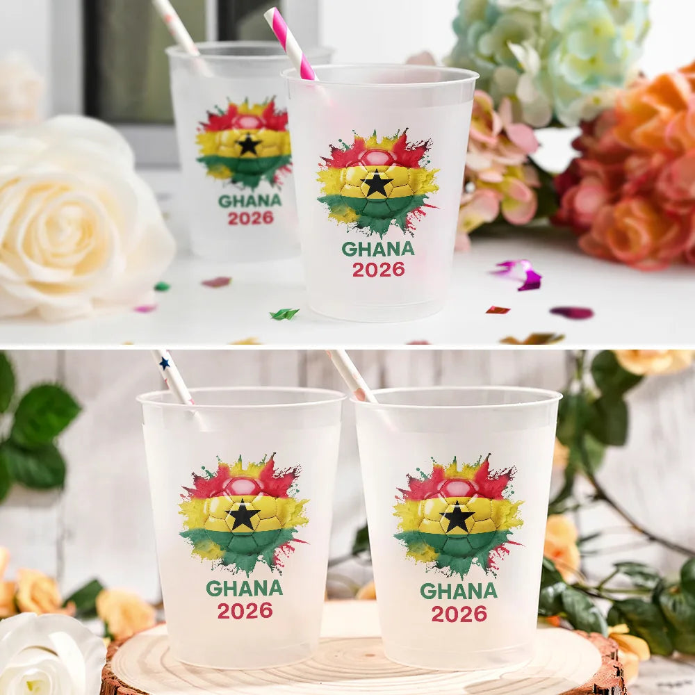 Country Flags Soccer Ball Personalized Frosted Cups