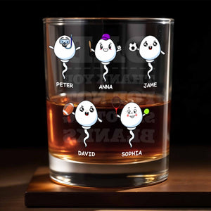 Customizable Characters With Sports Balls, Personalized Whiskey Glass Gift For Dad