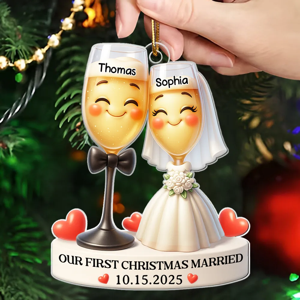 Our First Christmas Married - Personalized Acrylic Ornament - Christmas Gift for Couple, for Wife, for Husband