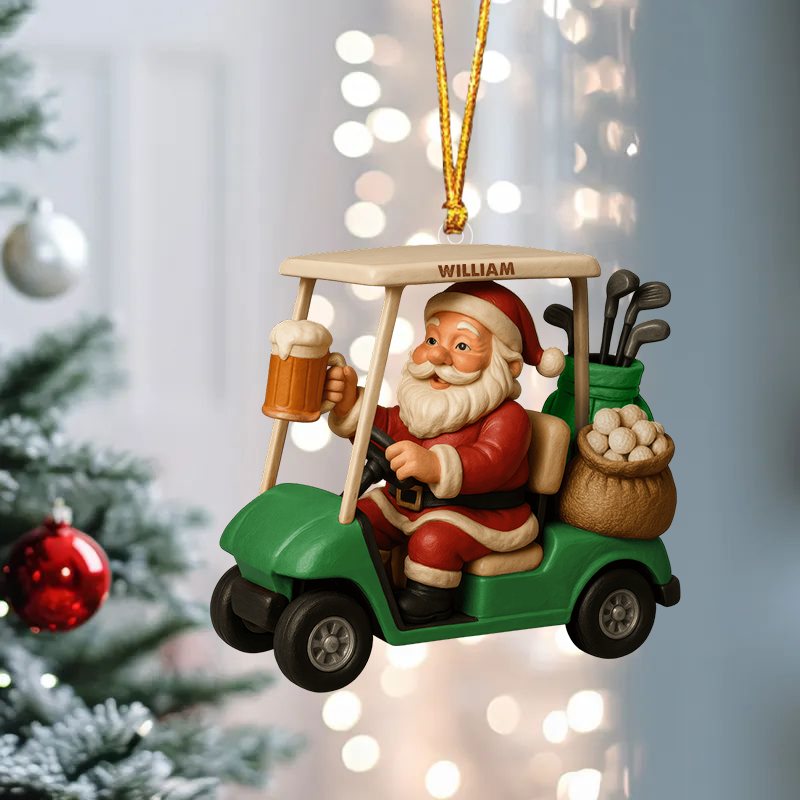 Love Beer And Golf Santa Christmas Ornament Personalized Ornament
