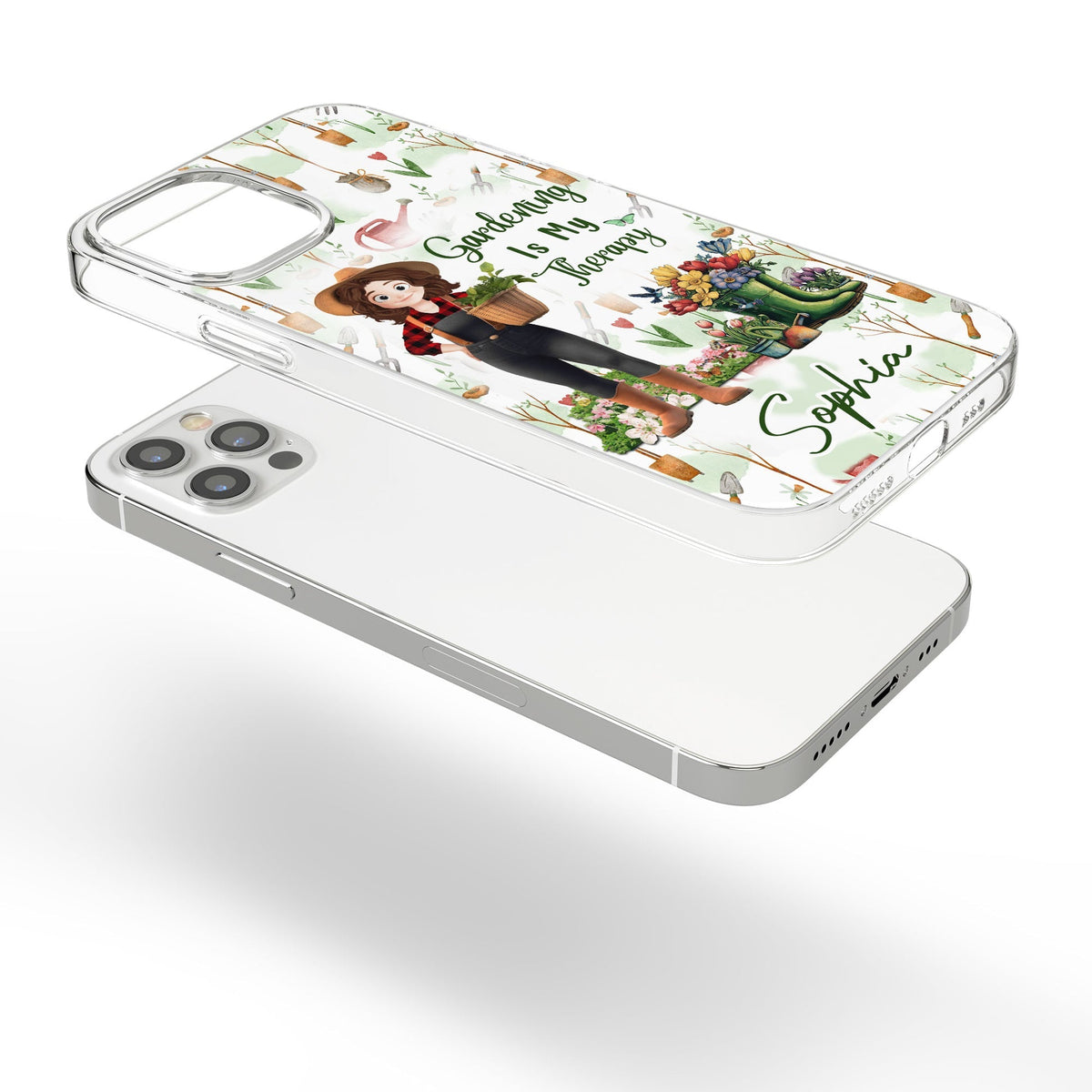Gardening Is My Therapy - Personalized Clear Phone Case