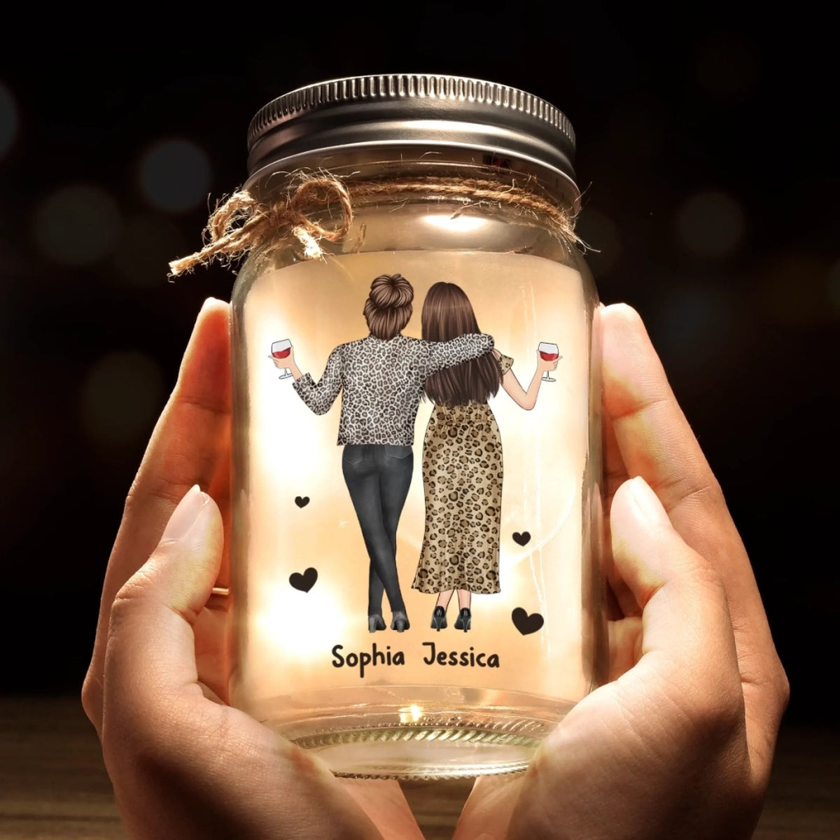 Custom Mason Jar Light - Personalized Christmas Best Friend Birthday Gifts For Women, Besties, Sisters, BFF