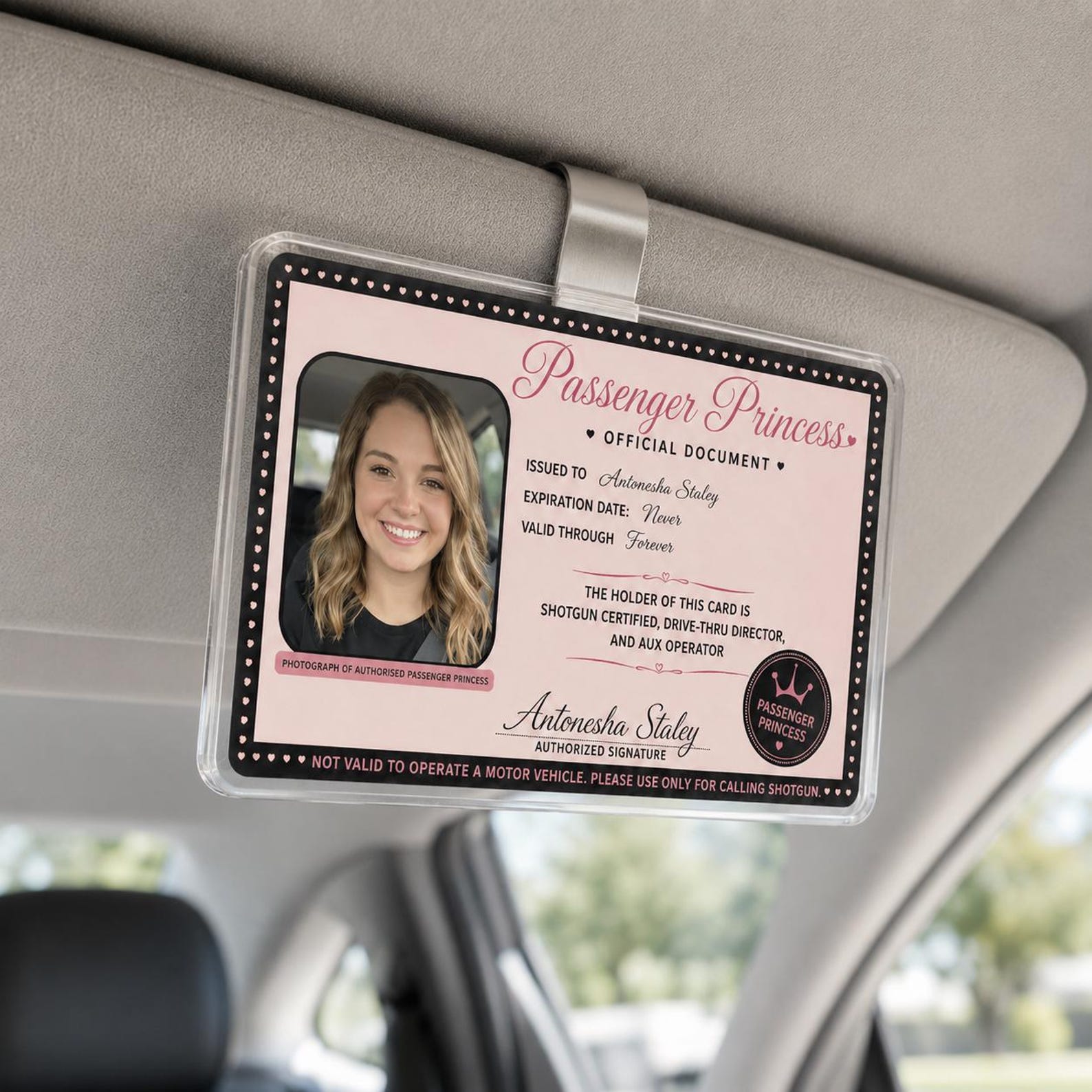 Custom Passenger Princess Acrylic Car Visor Clip - Personalized Car Accessories Owner Gift for Boyfriend, Husband