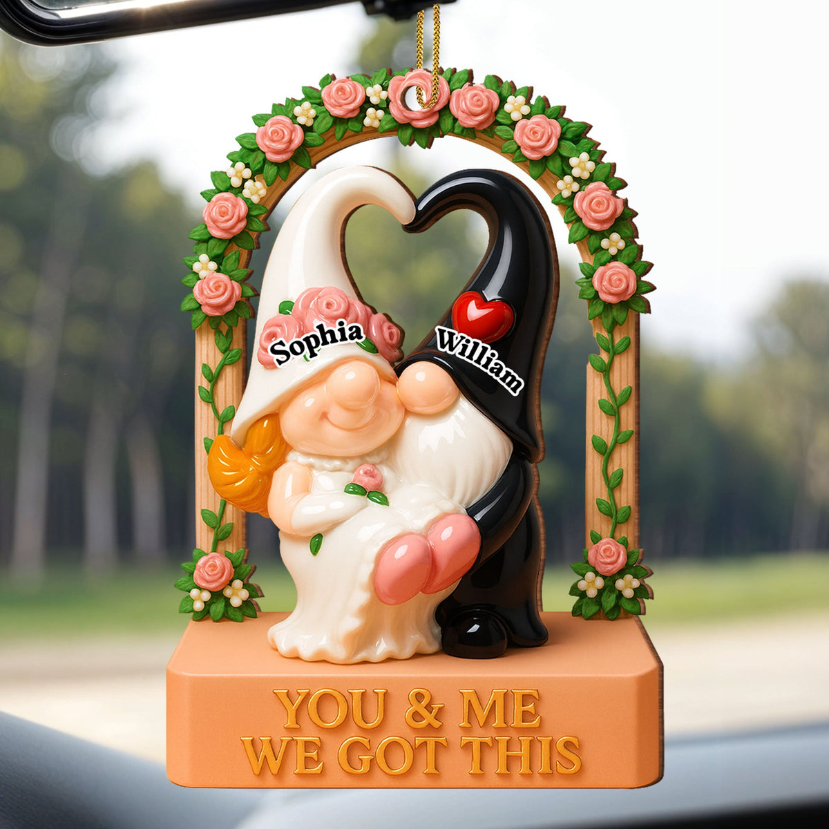 You & Me We Got This, Heart And Roses, Personalized Custom Wood Ornament, Gift For Couples