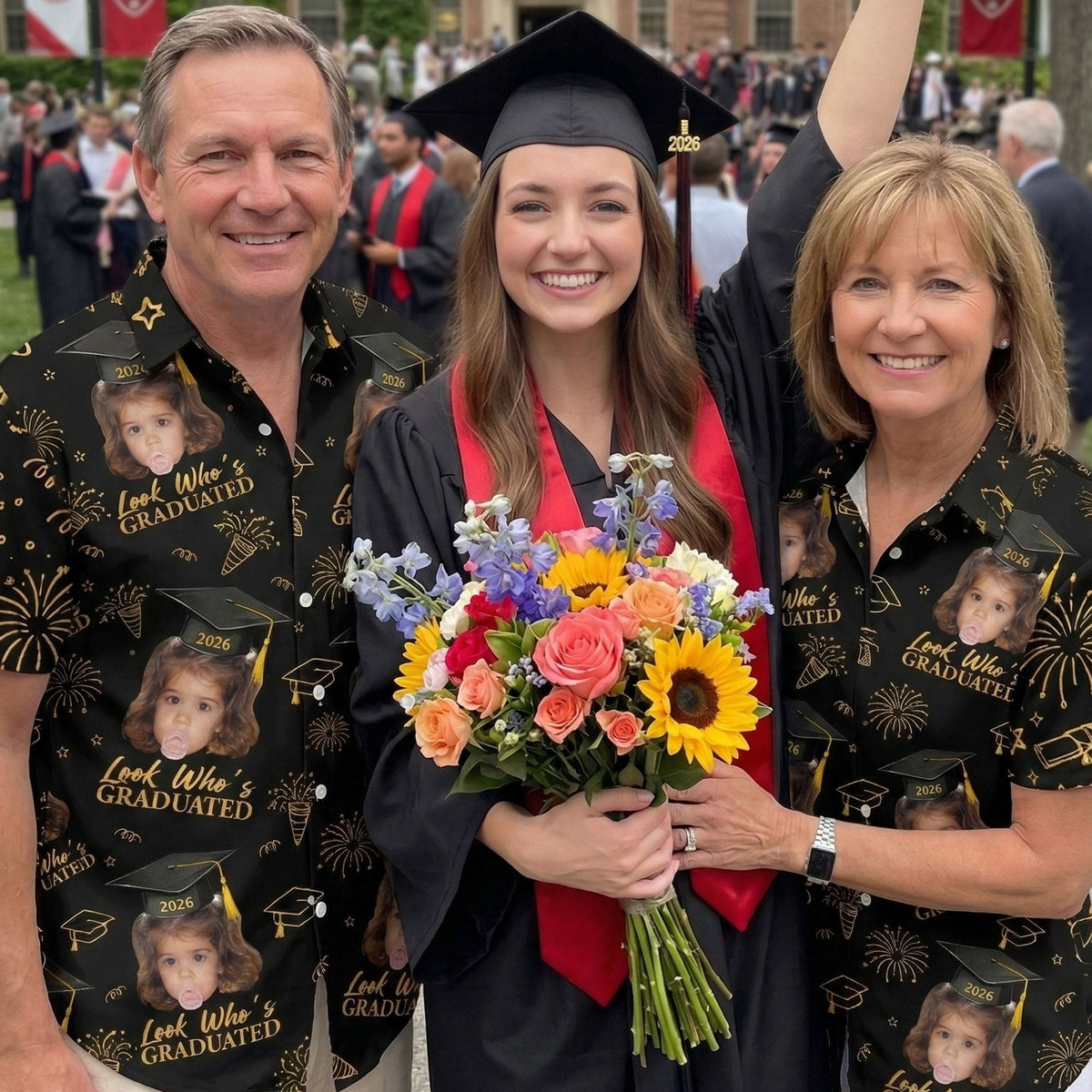 Vintage Childhood Themed Personalized Hawaiian Shirt - Graduation Matching Shirt With Childhood Photo