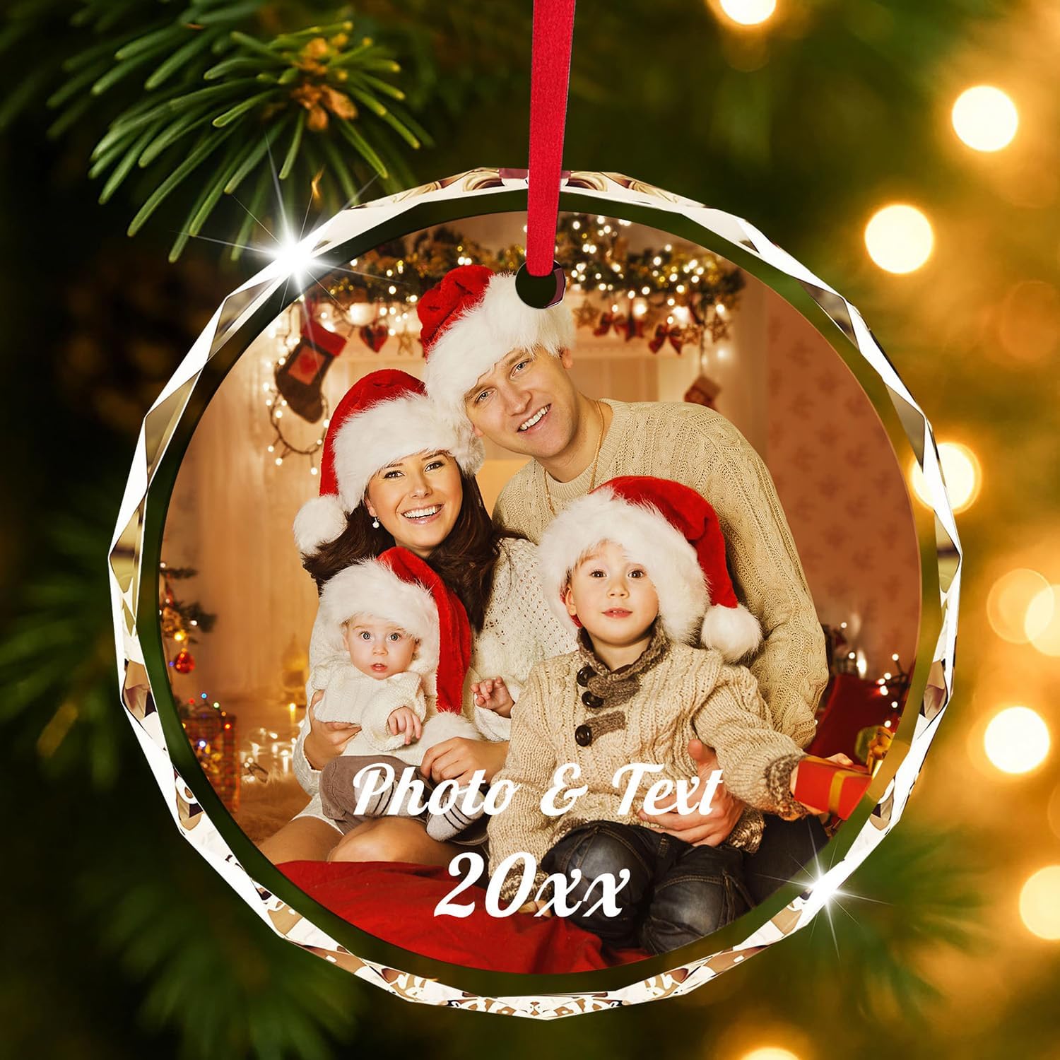 Personalised Tree Decoration with Photos and Text,Family Christmas Ornament