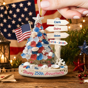 Stars, Stripes & Holiday Lights - Personalized Acrylic Ornament