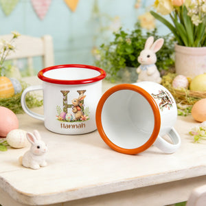 Personalized Name Bunny & Floral Alphabet Easter Mug