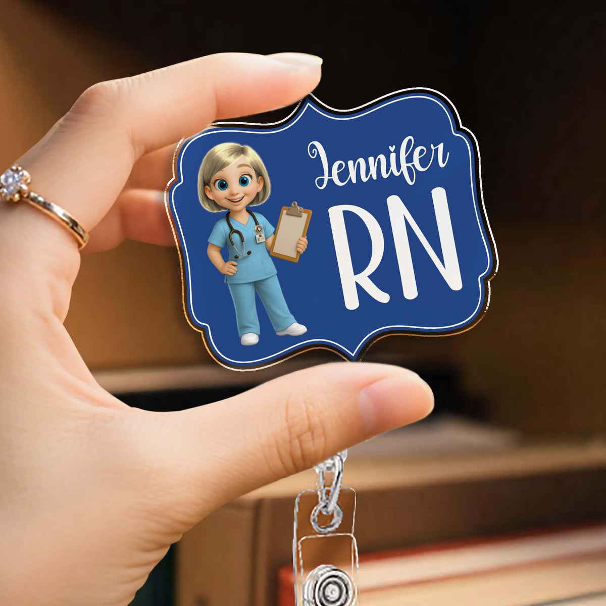 Custom Cheerful Cartoon Nurse Badge Reel,Acrylic Badge Reel,Gift For Nurses and Healthcare Workers