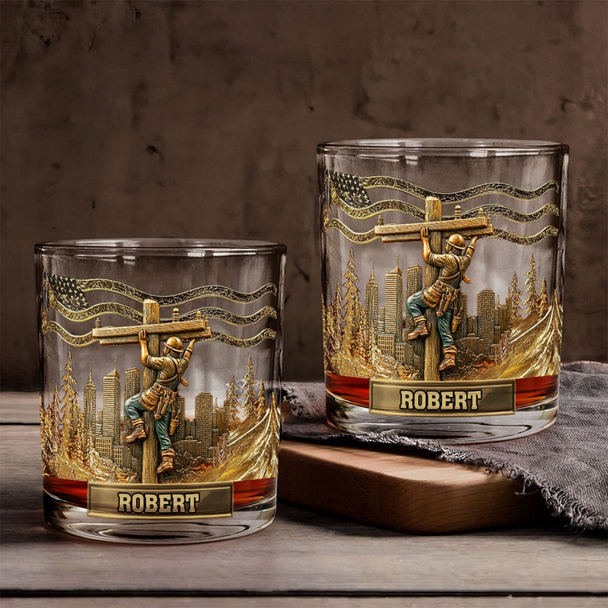 Lineman Glass - Personalized Lineman Whiskey Glass