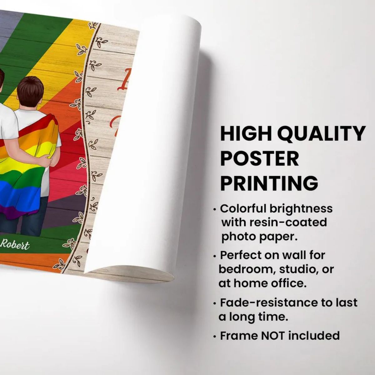 Colorful Wood Pallets The Day I Met You LGBTQ Couple Hugging Flag Personalized Poster, Pride Month Gift