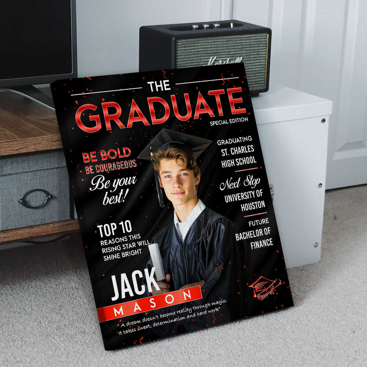 Graduation Magazine Cover Canvas, Graduation Photo Canvas, Personalized Graduation Print