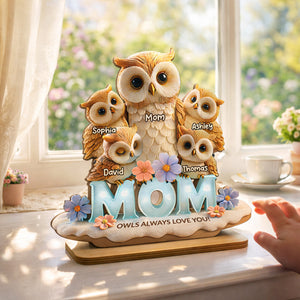 Always Love You - Mom Owls Personalized 2-Layered Wooden Plaque - Gift For Mom