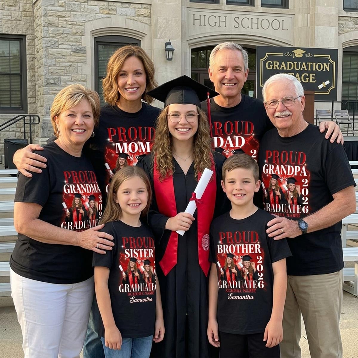 Proud Mom Dad Grandma Grandpa Of A 2026 Graduate Custom Photo - Personalized Shirt - Family Matching Graduation Shirt