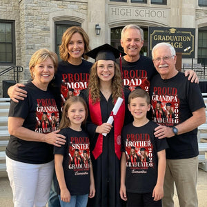 Proud Mom Dad Grandma Grandpa Of A 2026 Graduate Custom Photo - Personalized Shirt - Family Matching Graduation Shirt