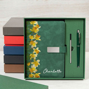 Custom Birth Flower & Name Personalized Notebook Set