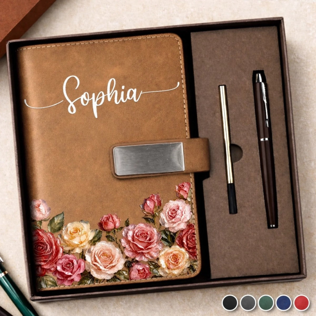 Custom Birth Month Flower Notebook Set Personalized Birthday Gifts