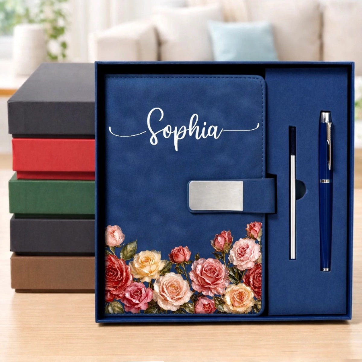 Custom Birth Month Flower Notebook Set Personalized Birthday Gifts