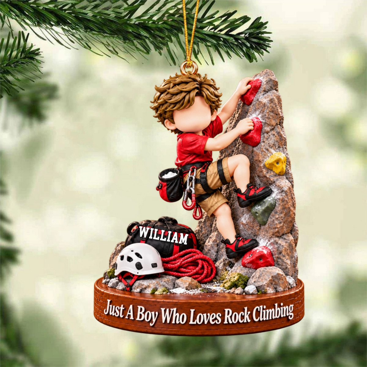 Personalized Rocking Climbing Boy Rocking Climbing Girl Christmas Ornament