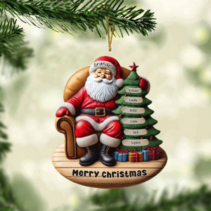 Custom Name Santa and Kids - Personalized Christmas Ornament Gift for Family