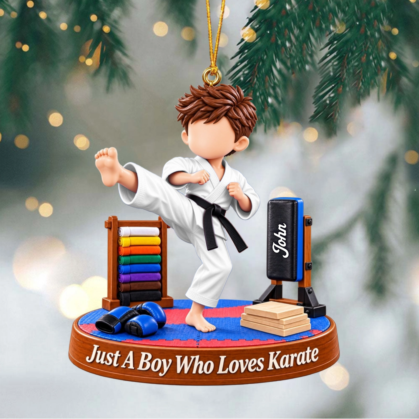 Karate Gift - Personalized Karate Boy Karate Girl Christmas Ornament