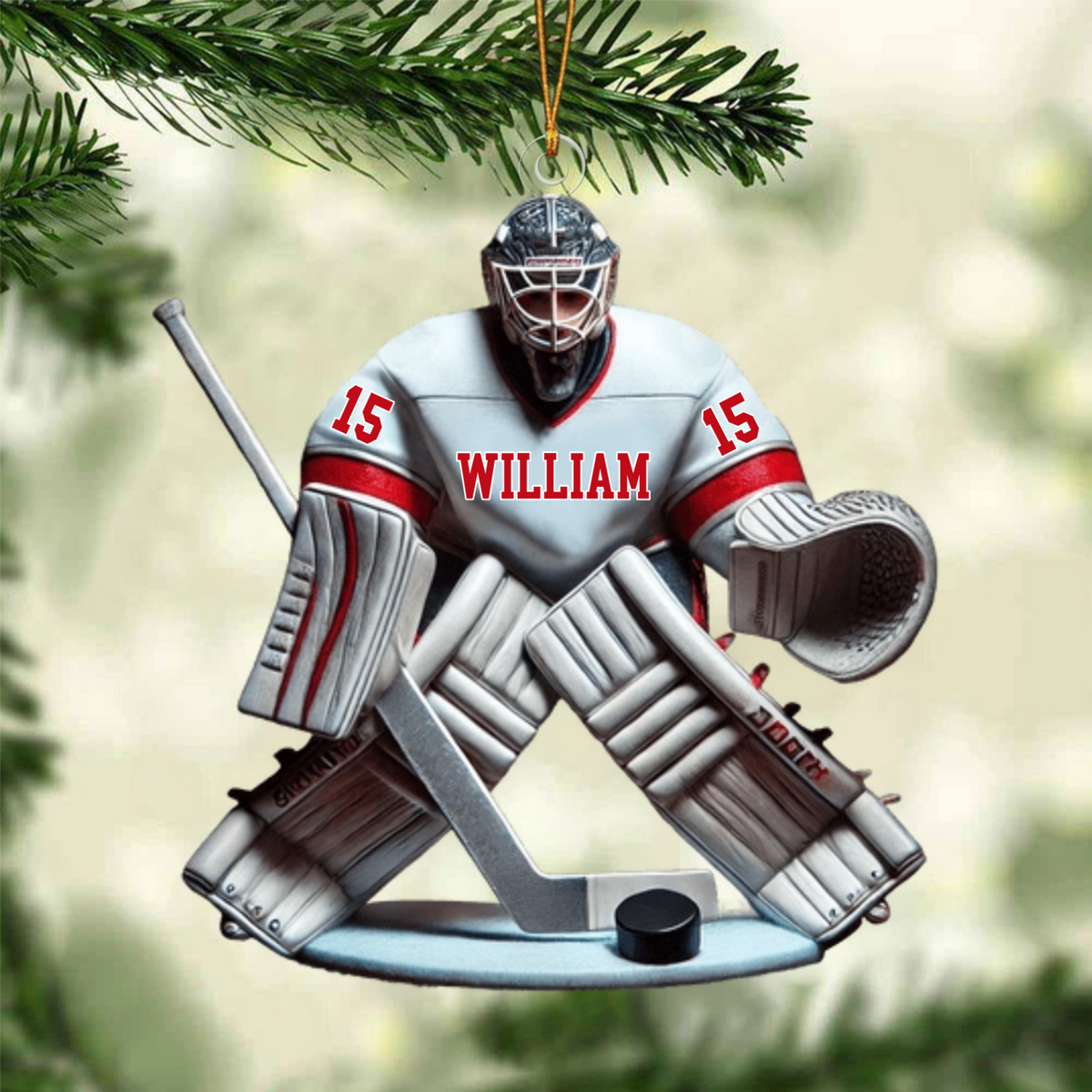 Hockey Goalie Christmas Ornament, Personalized Ornament