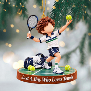 Tennis Gift - Just A Boy Who Loves Tennis Personalized Christmas Ornament