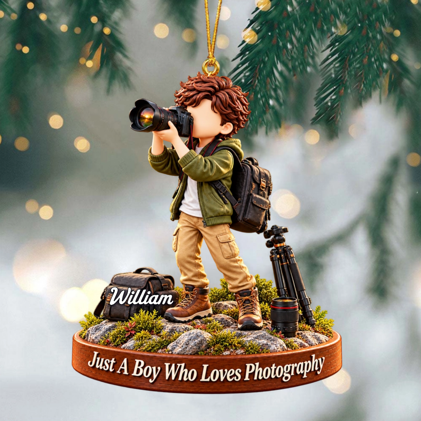 Just A Boy Who Loves Photography - Personalized Photography Boy Photography Girl Christmas Ornament