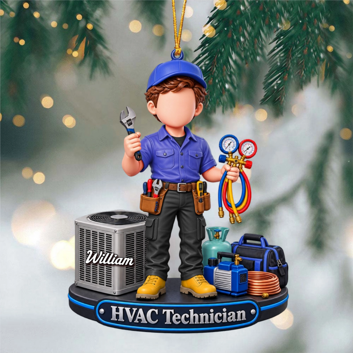 HVAC Tech Christmas Gift - Custom HVAC Tech Personalized Christmas Ornament, AC Repair Gift