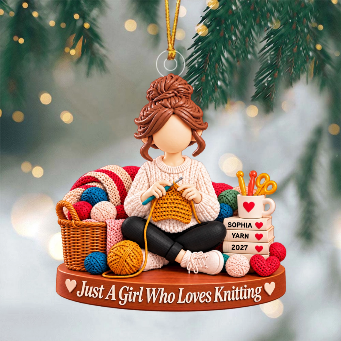 Just A Girl Who Loves Crochet - Personalized Christmas Ornament,Yarn Lover Christmas Gift