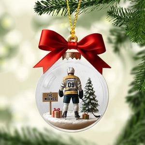 Hockey Team Christmas Ornament, Personalized Transparent Ornament