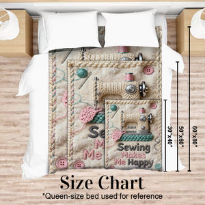 Sewing Makes Me Happy - Personalized Sewing Blanket