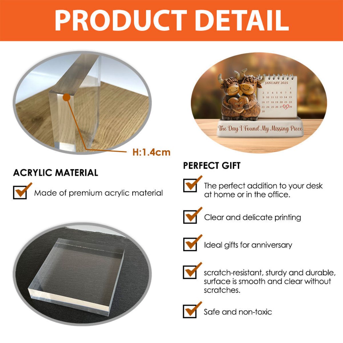 The Day I Found My Missing Piece - Personalized Couple Custom Shaped Acrylic Plaque