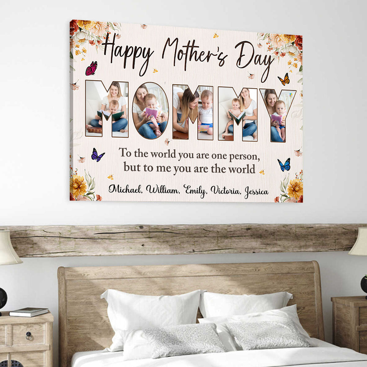 Happy Mother’s Day - To me you are the world - Personalized Photo Canvas Poster