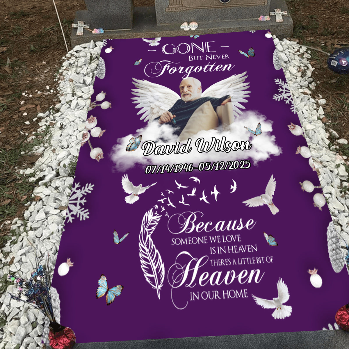 Custom Photo In Loving Memory Memorial Blanket -  Personalized Blanket Gifts for Loved one