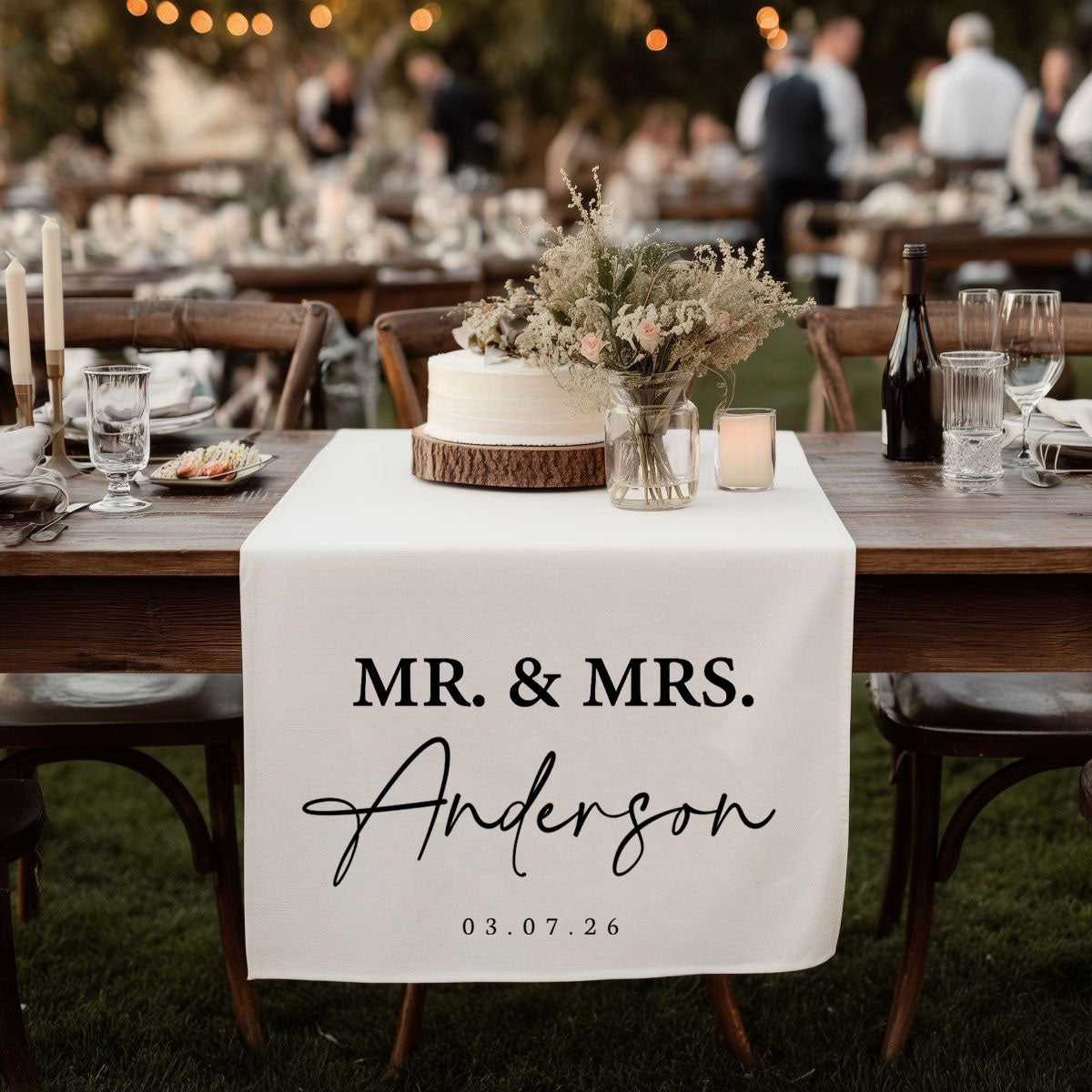 Wedding Table Runner, Personalized Last Name Sign, Custom Wedding Banner, Sweetheart Table Decor, Wedding Reception Gift