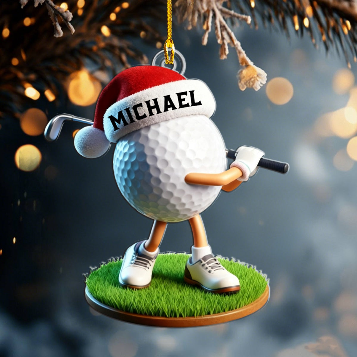 Custom Name Golf Ornament,Personalized Christmas Gift for Golf Lovers