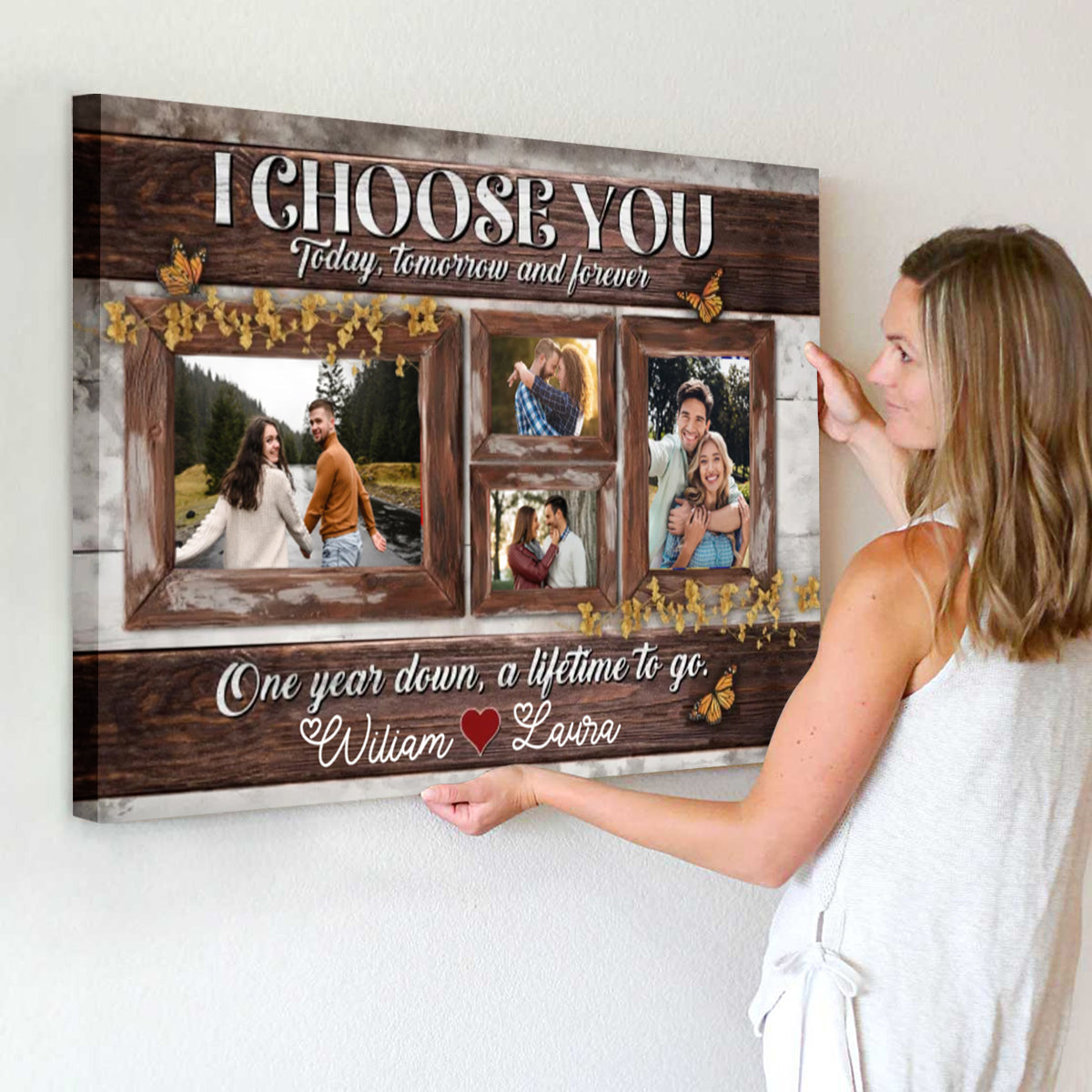 I Choose You Personalized Custom Photo & Text Canvas/Poster Gifts For Couples