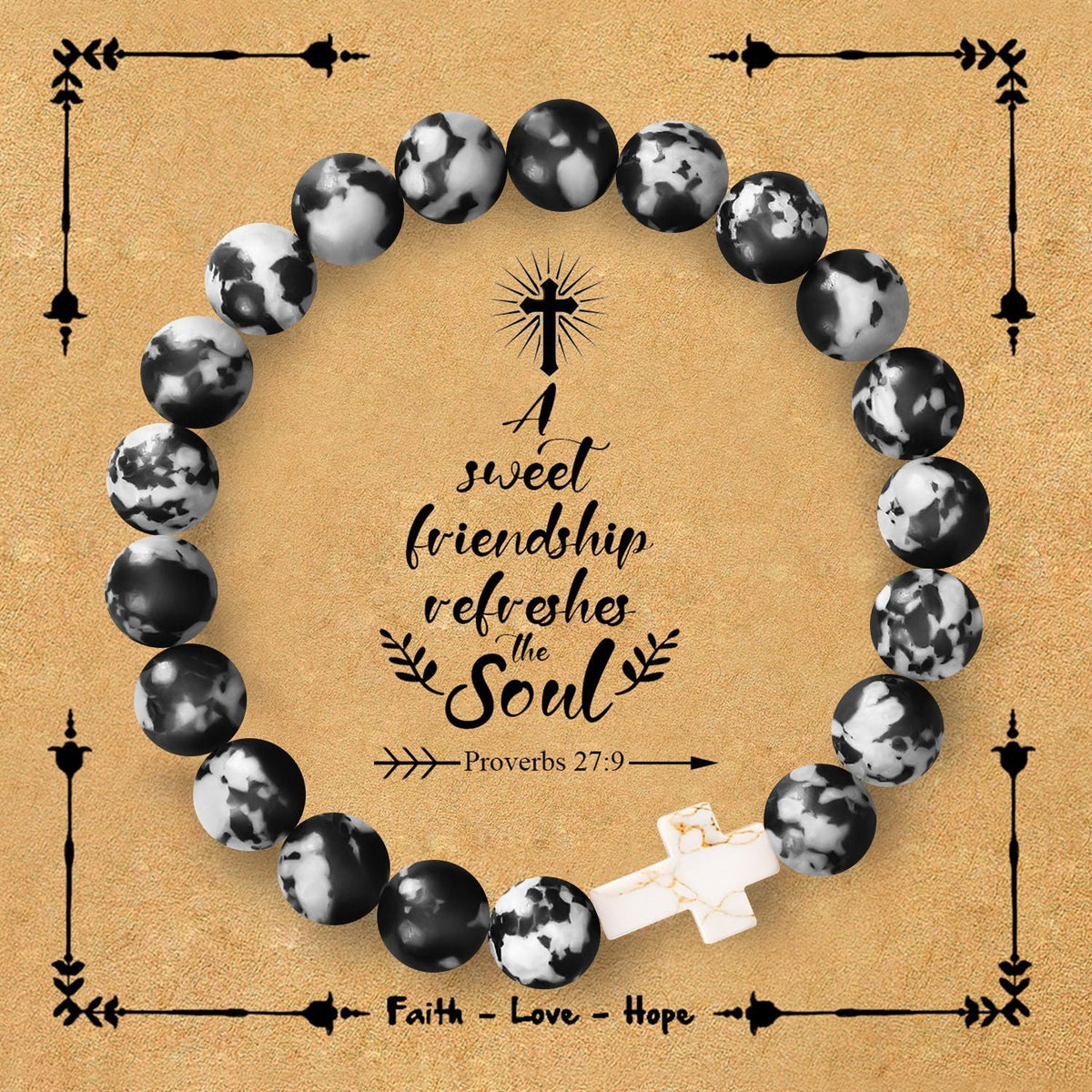 Natural stone cross bracelet