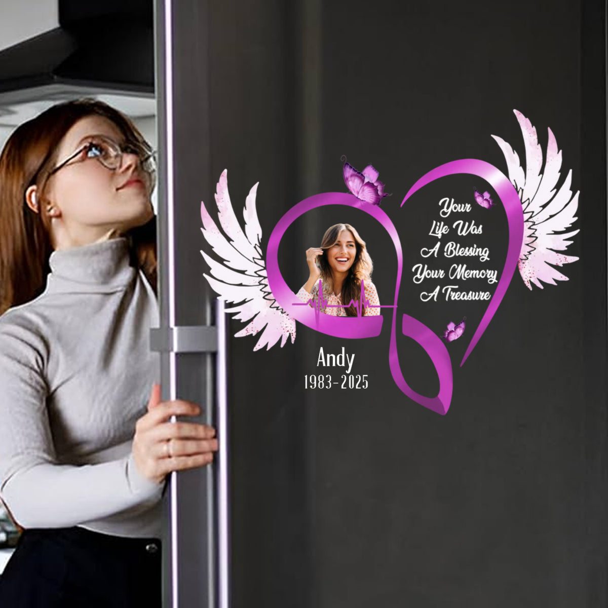 The Moment Your Heart Stopped Mine Changed Forever - Personalized Decal, Custom Photo