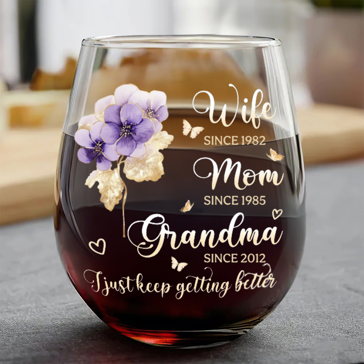 I Just Keep Getting Better - Personalized Stemless Wine Glass