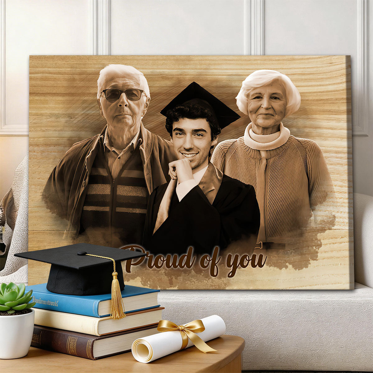 Graduation Memorial Gift – Personalized Canvas Wall Art Portrait for High School or University Graduate | Gift for Grandson, Granddaughter, or Loved One