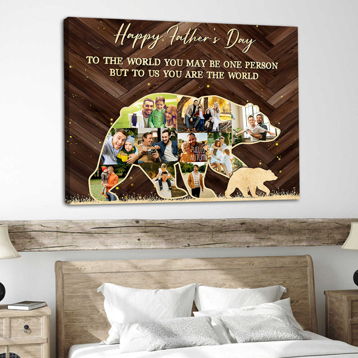 Personalized Bear Shape Photo Collage Canvas Poster | Father’s Day Gift For Dad,Gift for Husband